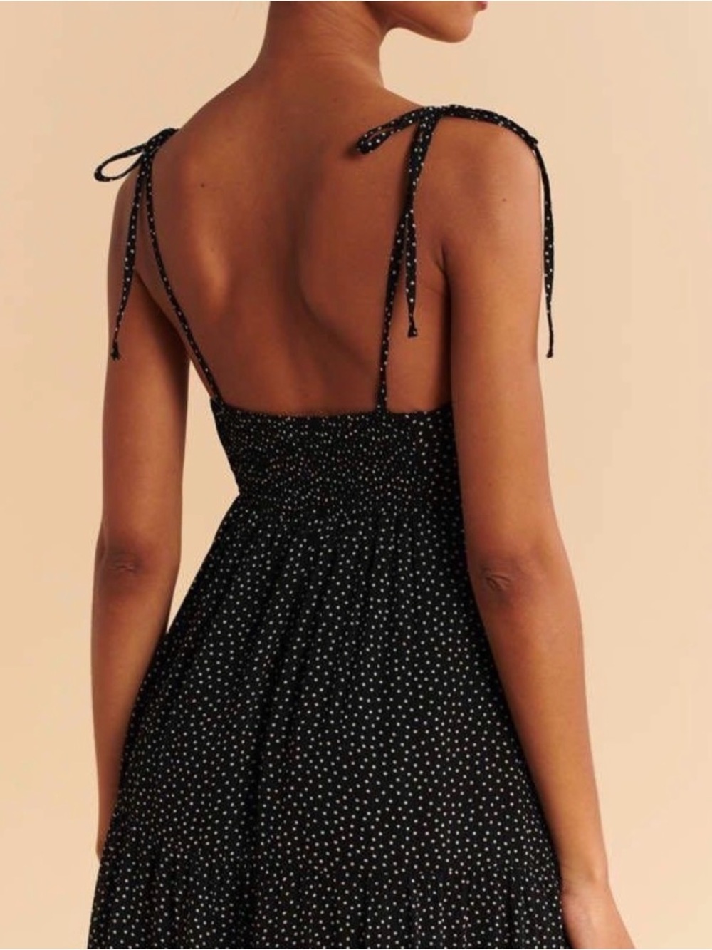 Abercrombie & Fitch Love Struck Maxi Tiered Dress Black White Polka Dot Medium M - Picture 3 of 7
